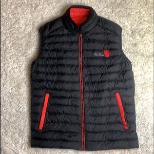 All Dade Black Puffer Vest Red Trim Zip Front Lightweight Quilted Men’s Size M